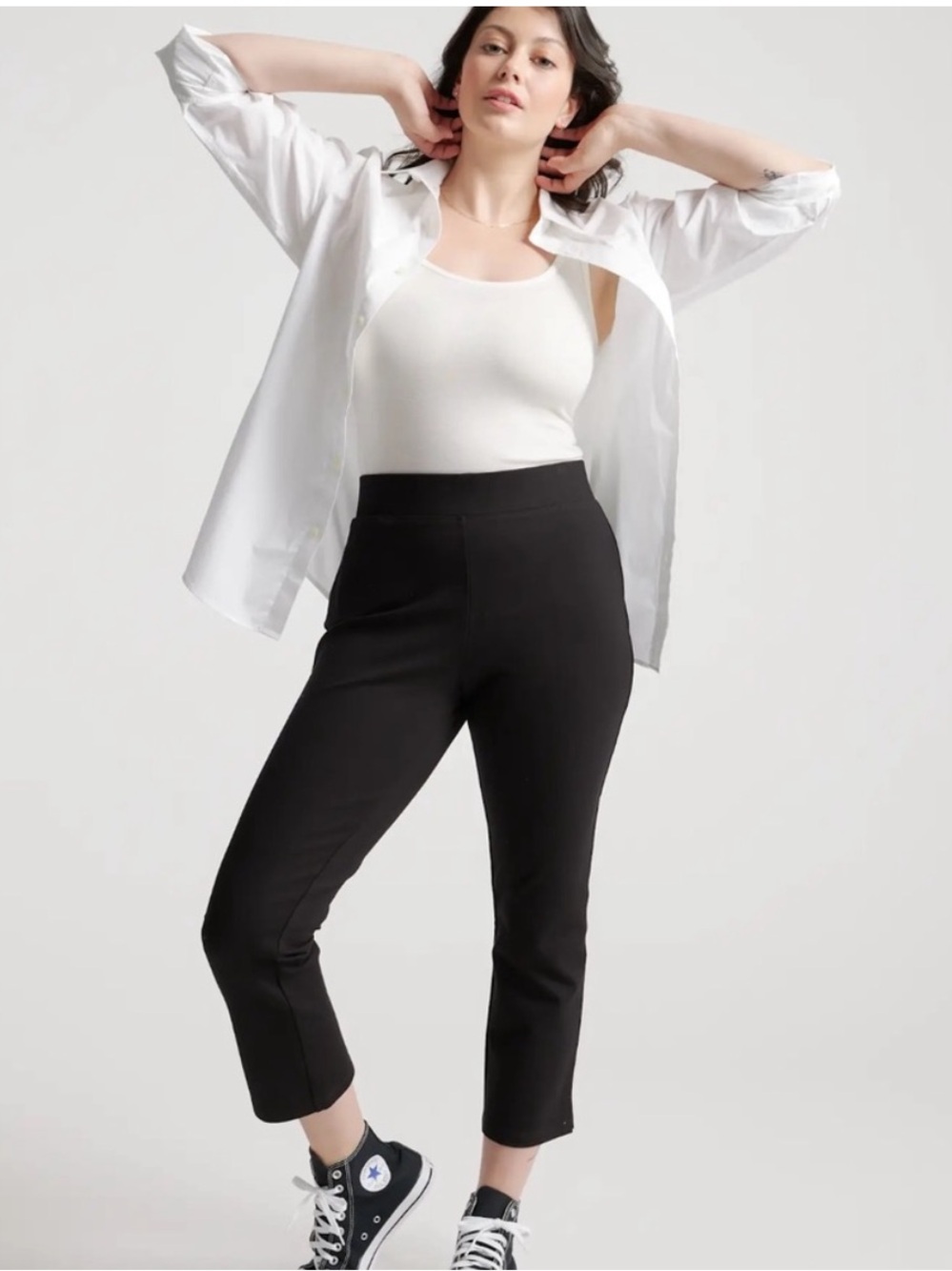 Quince Black Ankle-Length Cropped Pants